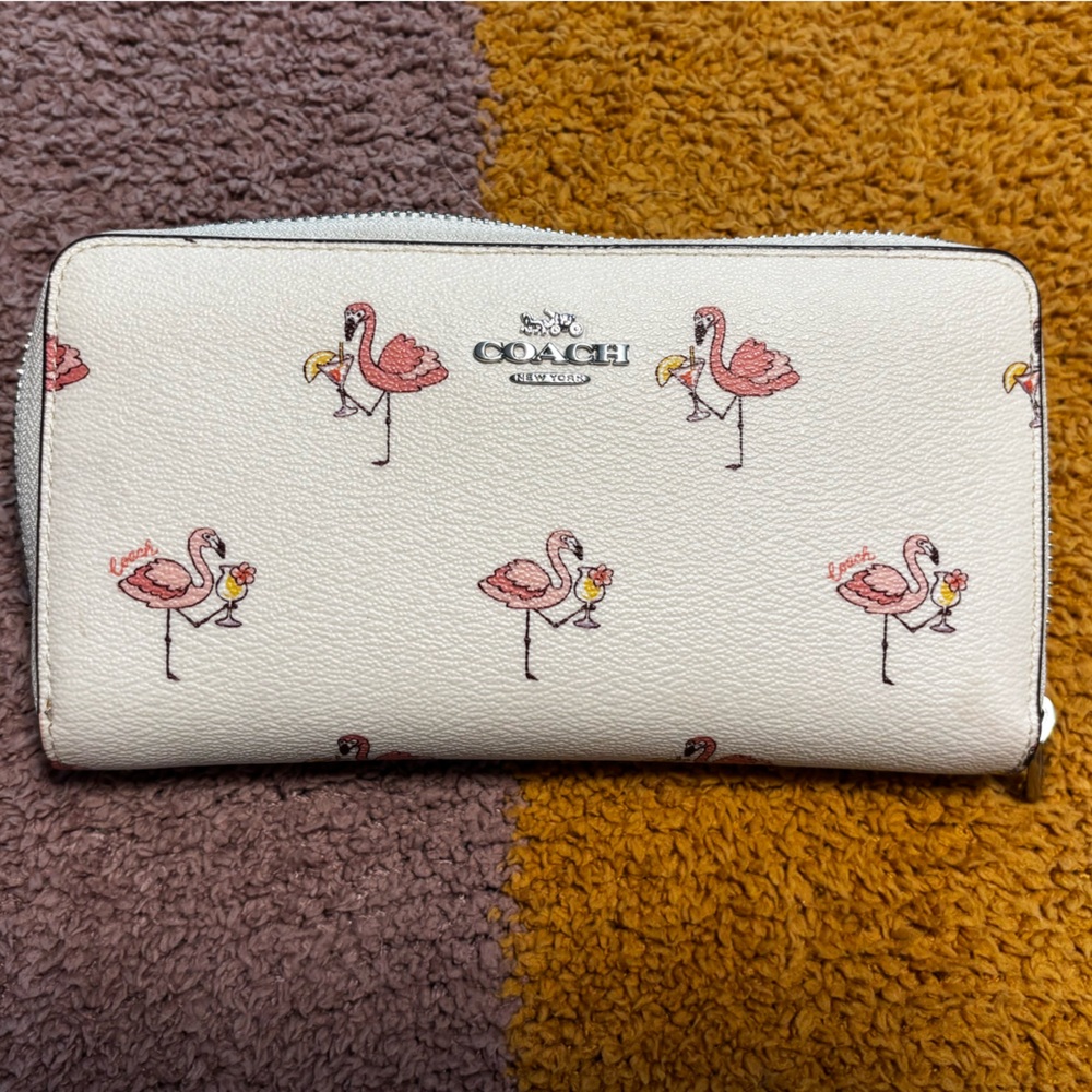 Authentic coach flamingo zip wallet